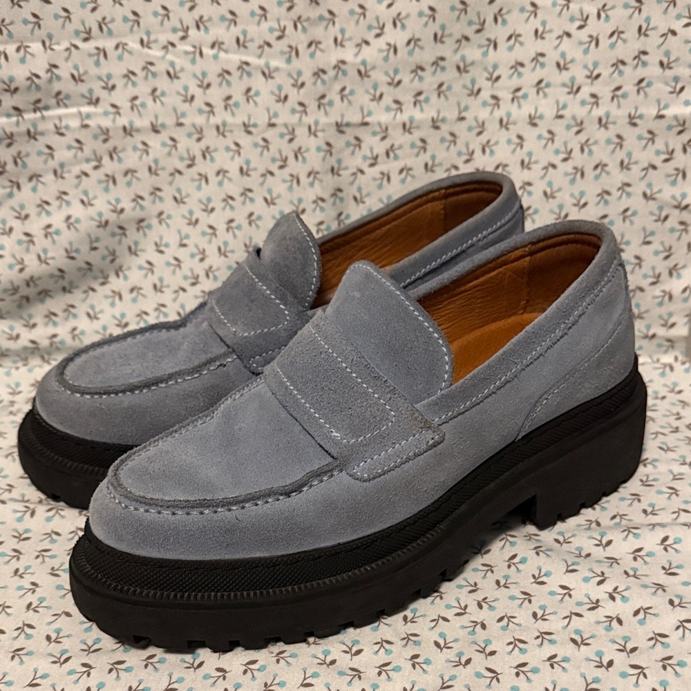 Suede Loafers - blue/gray - SHOE OF THE BEAR - size 7